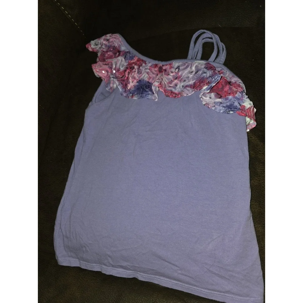 Justice purple floral outfit tank and skort size 12